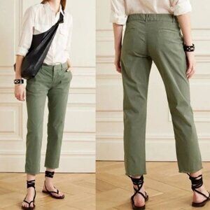 NILI LOTAN GREEN EAST HAMPTON PANT LOW RISE SLIM FIT FRAYED CUFF SIZE 6